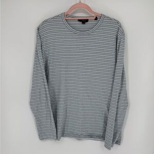 Vince Women's Long Sleeve Striped Shirt - Gray, White and Blue Size Large